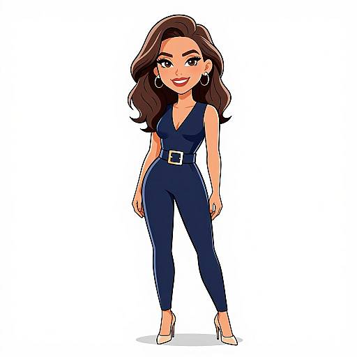 Chic Woman in Navy Blue Jumpsuit