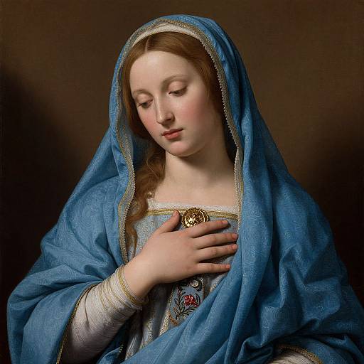 Serene Woman in Blue Veil