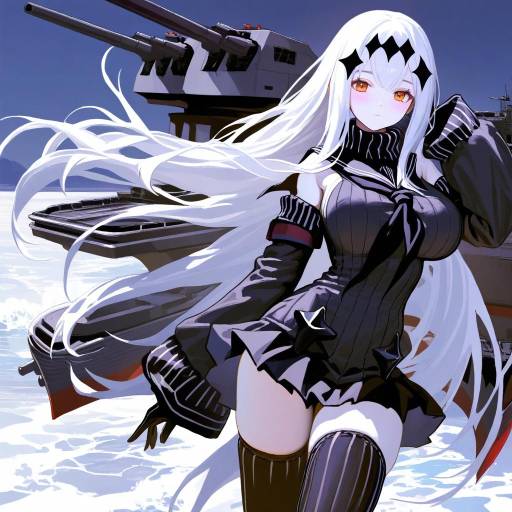 Illustration of Aircraft carrier water oni, kantai collection in the style of Fkey