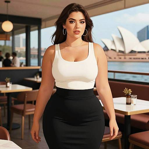 Plus-Size Woman in Trendy Sydney Restaurant