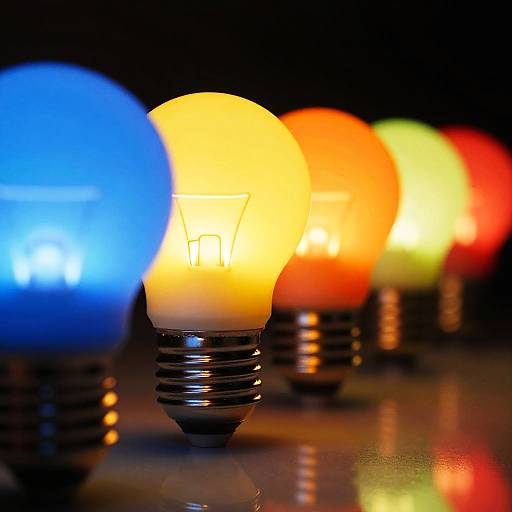 Vibrant Row of Colorful LED Bulbs