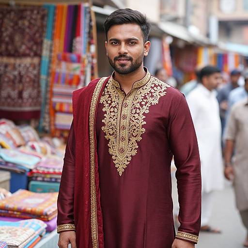 South Asian Man in Traditional Market