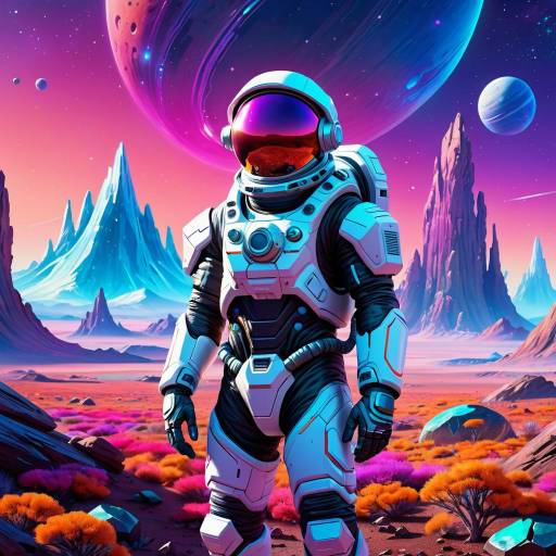 Futuristic Astronaut in Alien Landscape Futuristic Astronaut in Alien Landscape