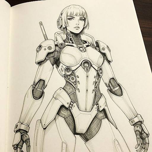 Ultra-Low Angle Cyberpunk Woman Sketch