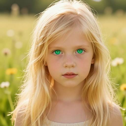 Blondes with Green Eyes in Meadow