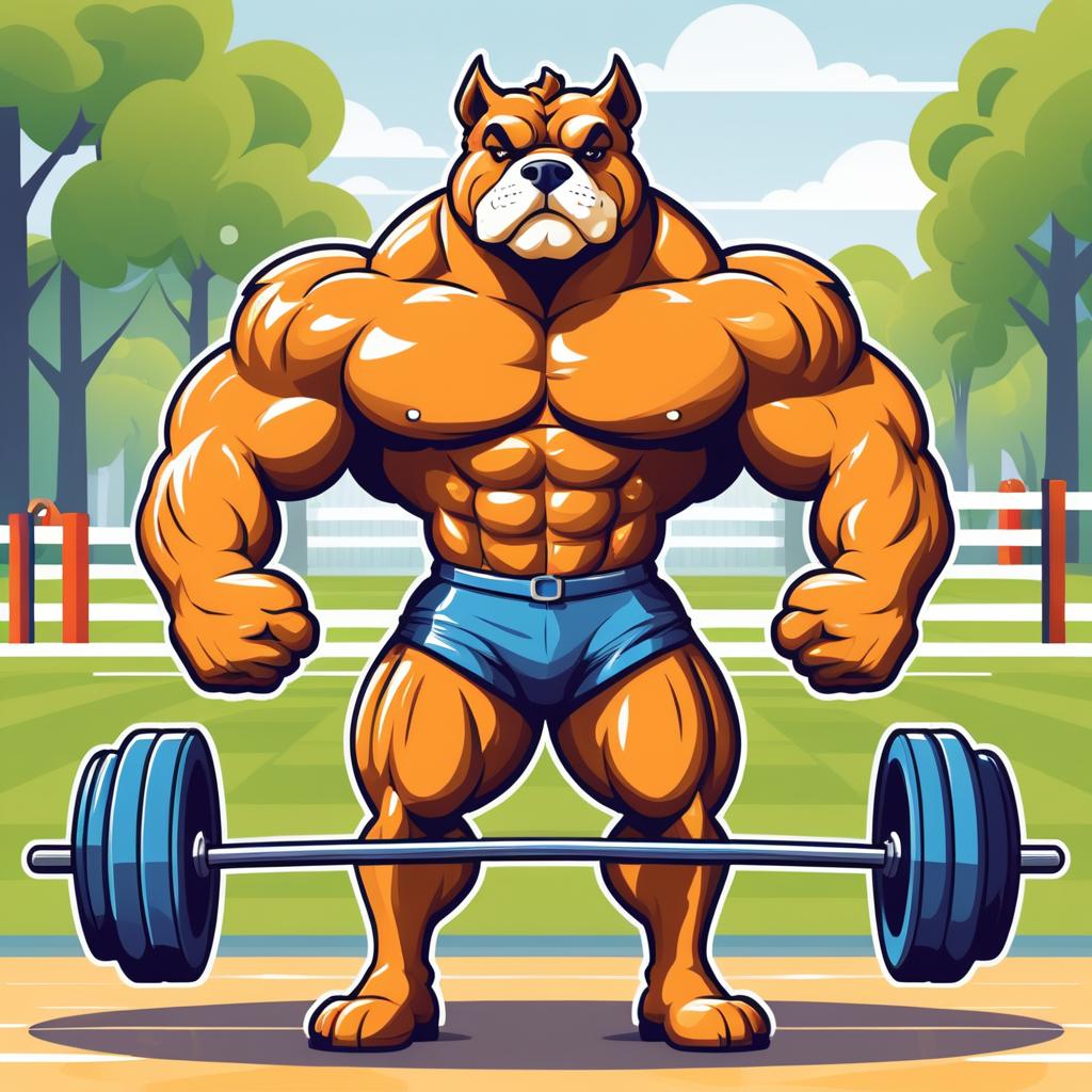 Buff Dog Bodybuilder in Dog Park