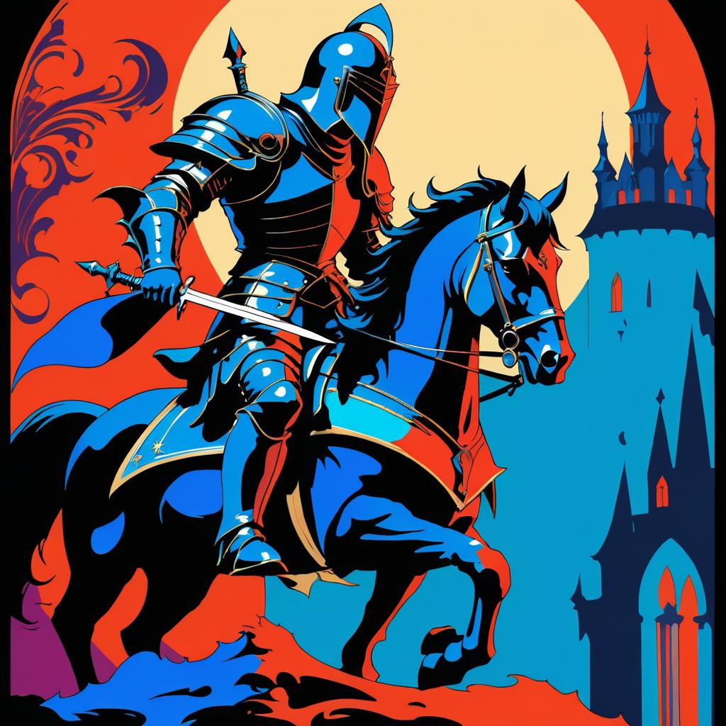 Gothic Knight Illustration in Vintage Style