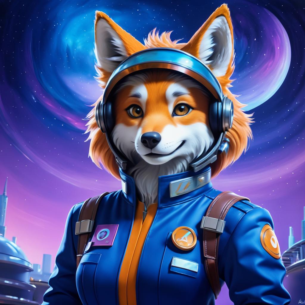 Expressive Female Wolf Fursona in Space Suit