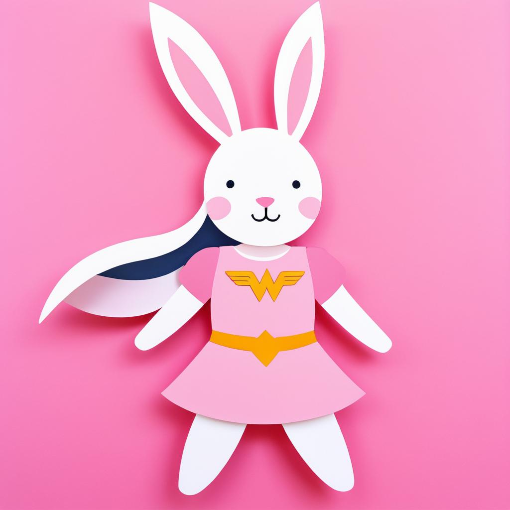 Wonder Woman Rabbit on Pink Background