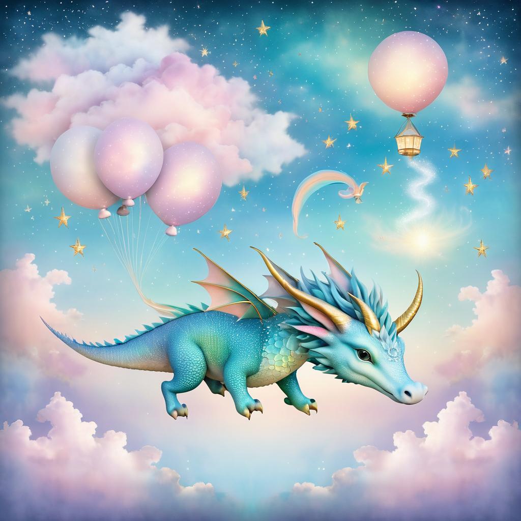 Whimsical Dragon in Pastel Dreamscape