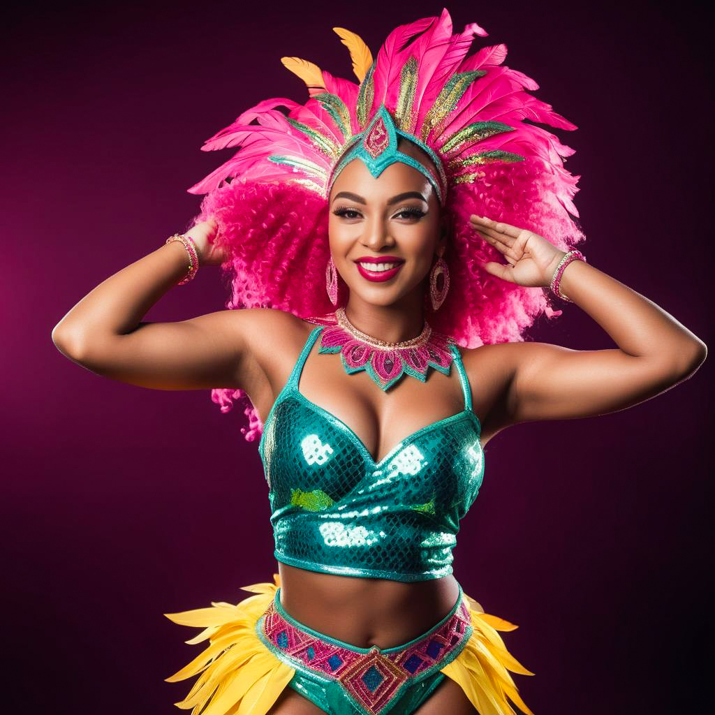 Vibrant Soca Dancer in Carnival Costume