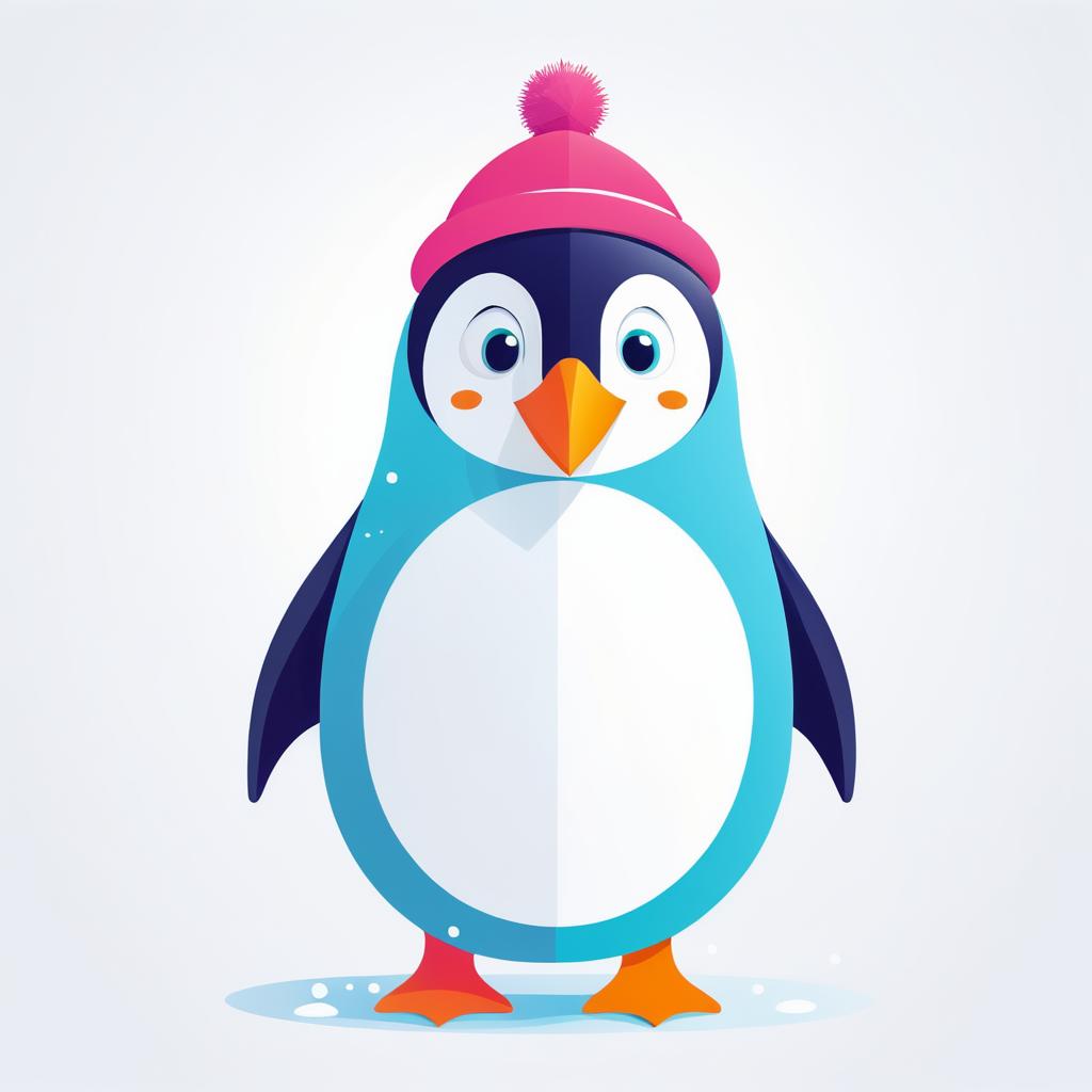 Whimsical Penguin Character Design in Snow