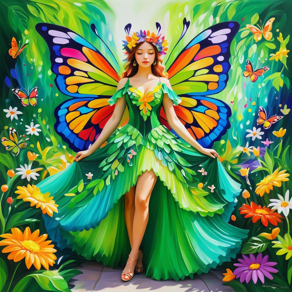 Vibrant Fairy in Colorful Garden Setting