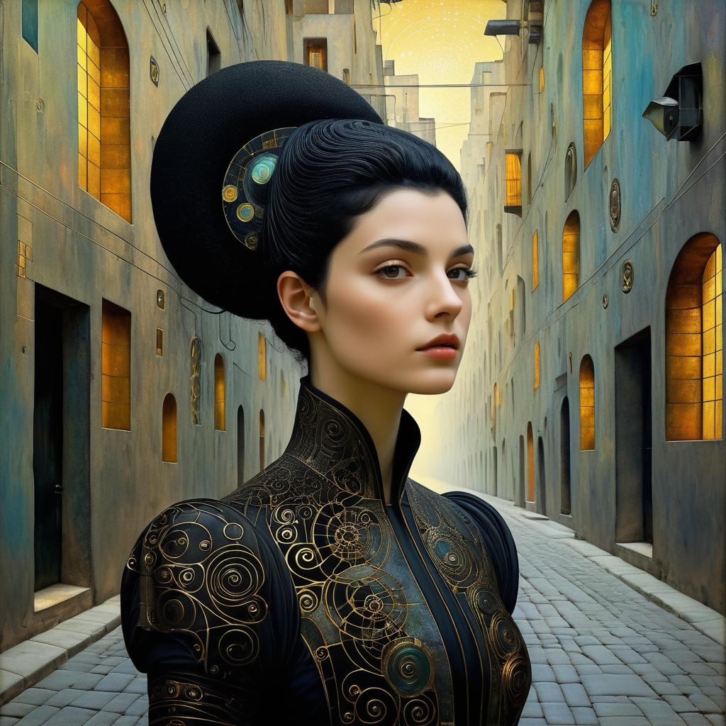 Dystopian Athlete in Elegant Surreal Alley