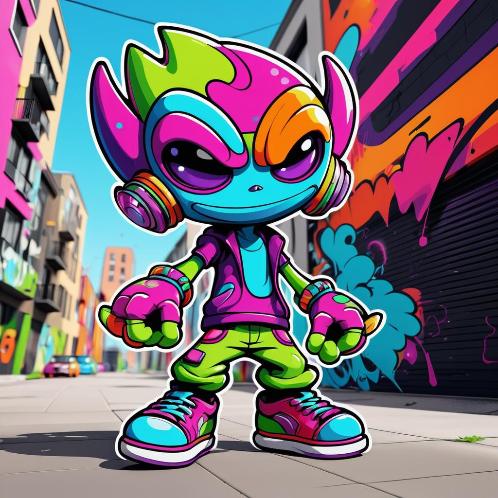 Funky Alien Street Art Cartoon Design