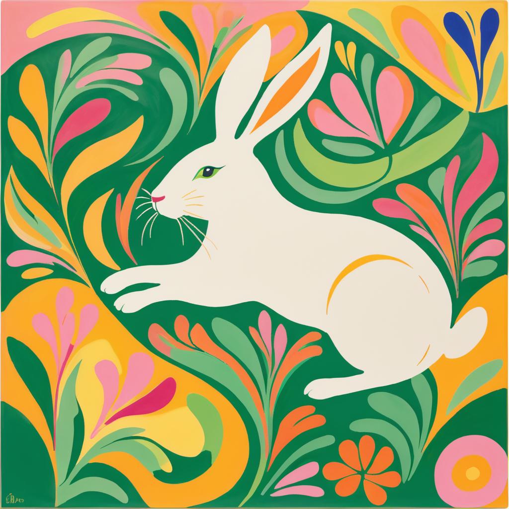 Joyful Rabbit in Matisse Style