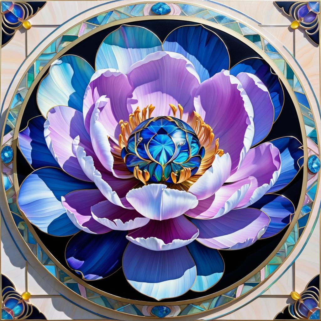 Peony Blossom with Blue Diamond Center