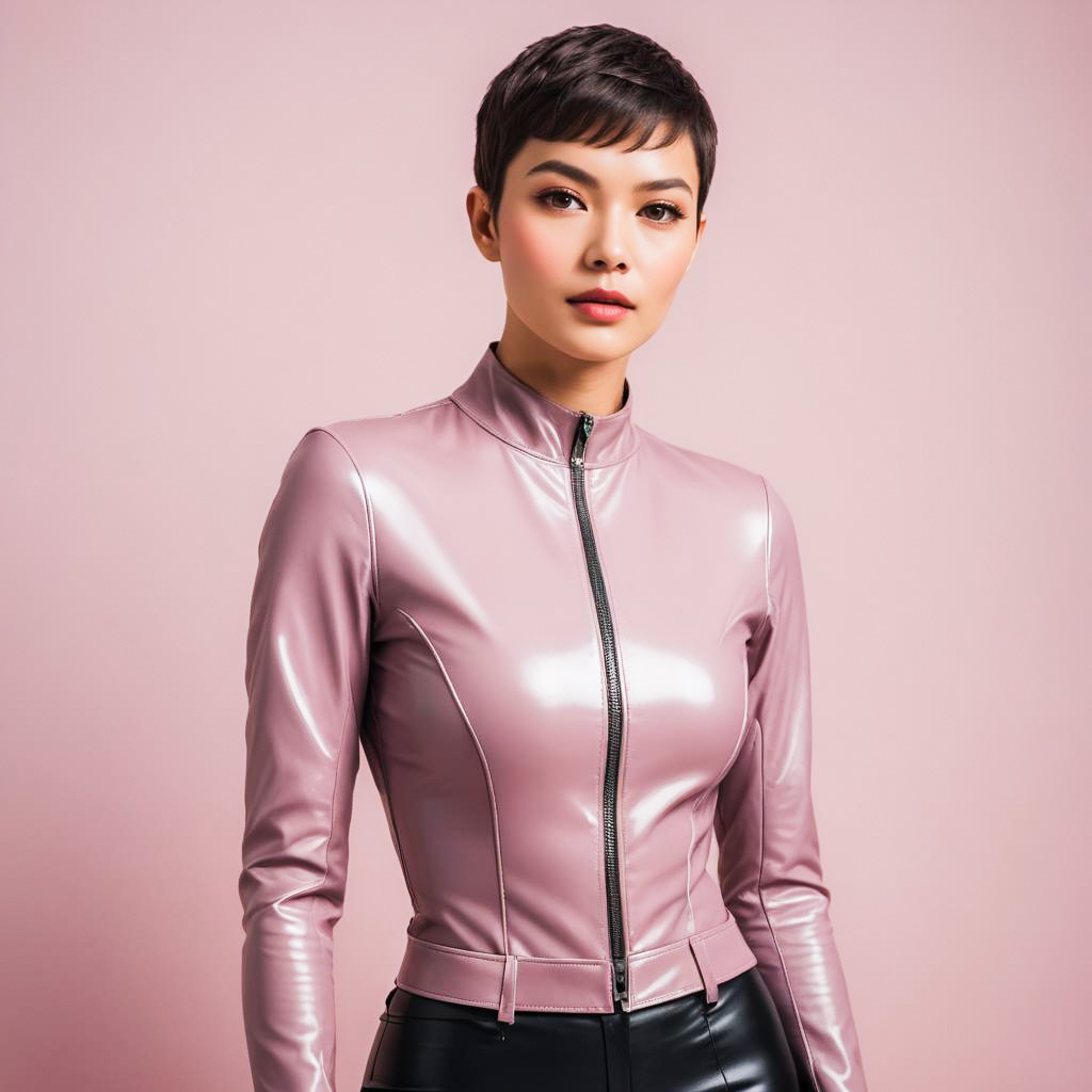 Confident Woman in Stylish Latex Outfit