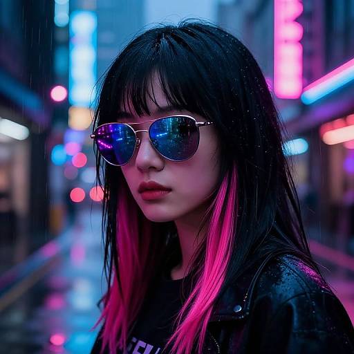Cyberpunk Neon Hair Under UV Light