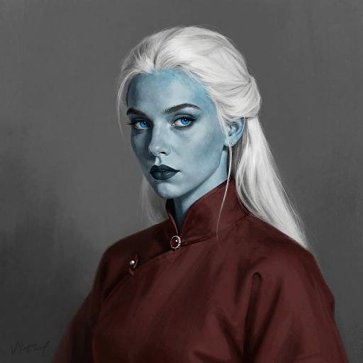 Realistic Blue-Skinned Woman Portrait