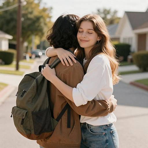 Warm Outdoor Embrace in Suburbia