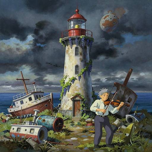 Elderly Violinist by Wisteria Lighthouse