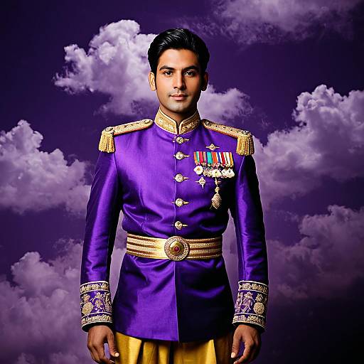 Regal Young Prince in Purple Attire