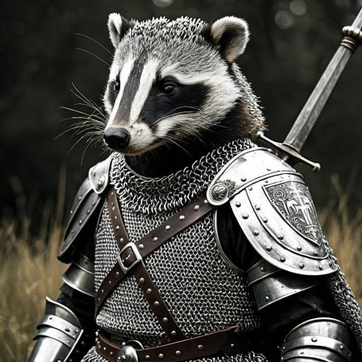 Anthropomorphic Badger Knight in Chainmail Armor