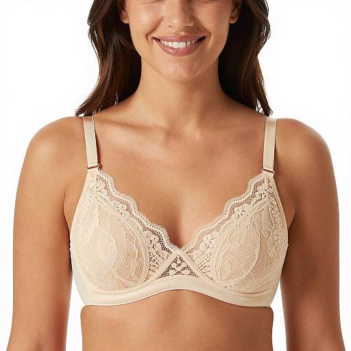 Smiling Woman in Lace Bra Portrait