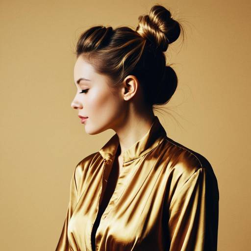 Woman with Twisted Bun and Silk Jumpsuit Woman with Twisted Bun and Silk Jumpsuit