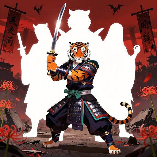 Tiger Katana Demon Slayer on Ruined Battlefield
