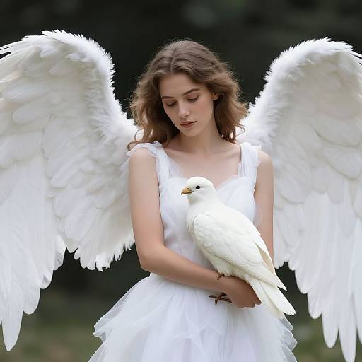 Serene Female Angel with White Wings