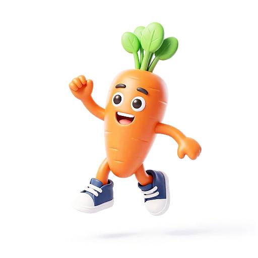 Cheerful Orange Carrot Skipping Character