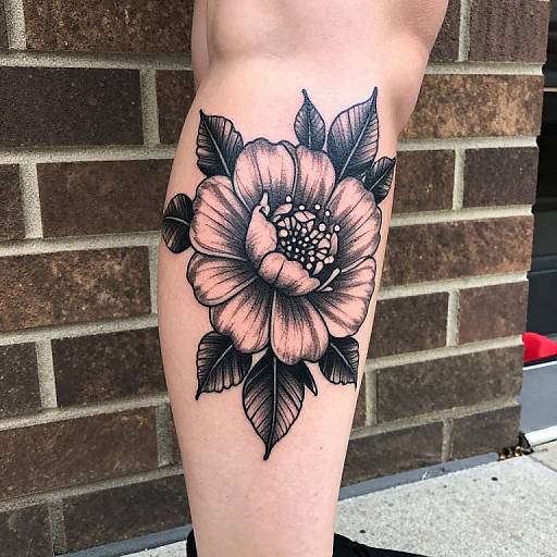 Intricate Black and Grey Flower Tattoo