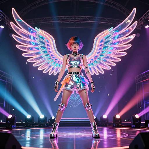 Holographic Cyberpunk Pop Idol Portrait