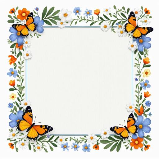 Elegant Spring Floral Border with Butterflies