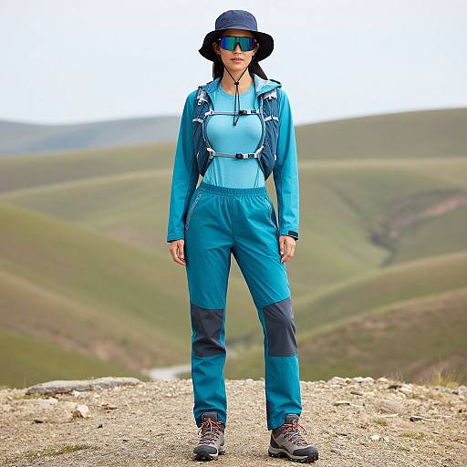 Adventure-Ready Woman in Vibrant Hiking Gear