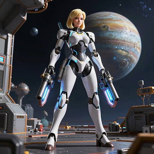 Mecha Android 18 in Space Station