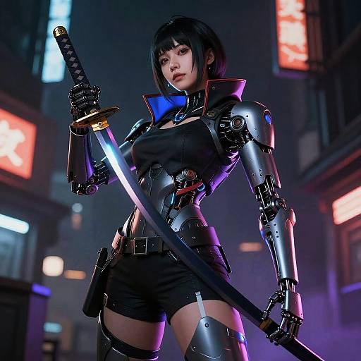 Cyberpunk Female with Neon Katana