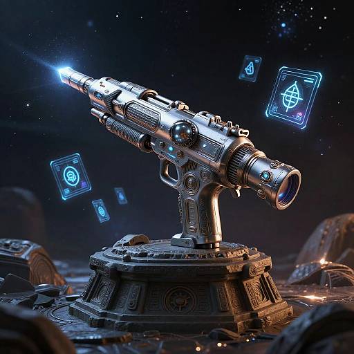 Futuristic Astral Blaster on Alien Pedestal