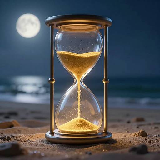 Cyberpunk Hourglass Moonlit Beach