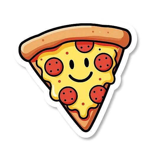 Retro Smiling Pepperoni Pizza Sticker