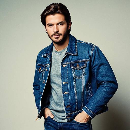 Retro Denim Outfit Portrait of a Man
