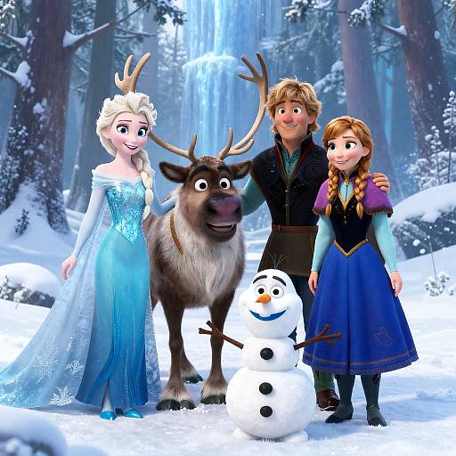 Disney Frozen Characters in Snowy Forest