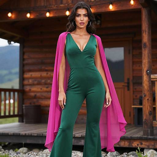 Toned Woman in Emerald Jumpsuit