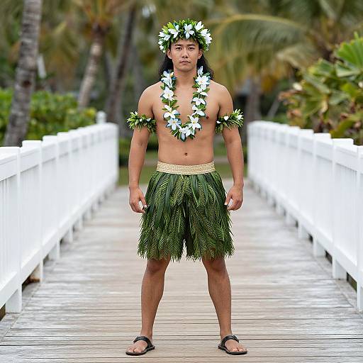 Man in Hawaiian Luau Attire