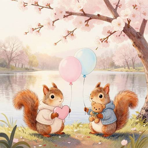 Pastel Squirrel Siblings by Lakeside