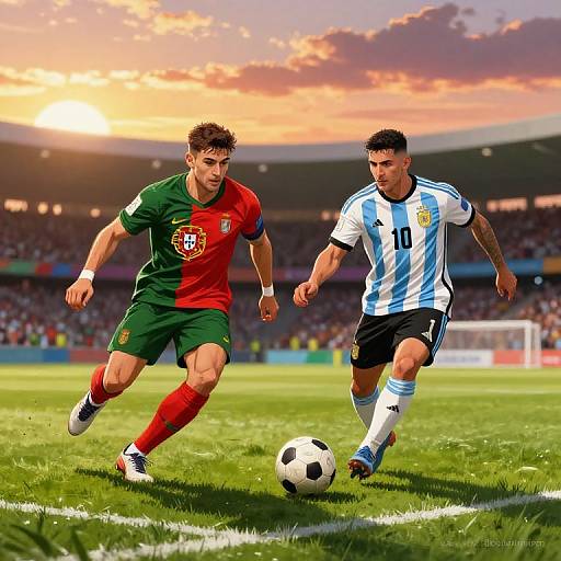 Portugal vs Argentina Football Match Illustration