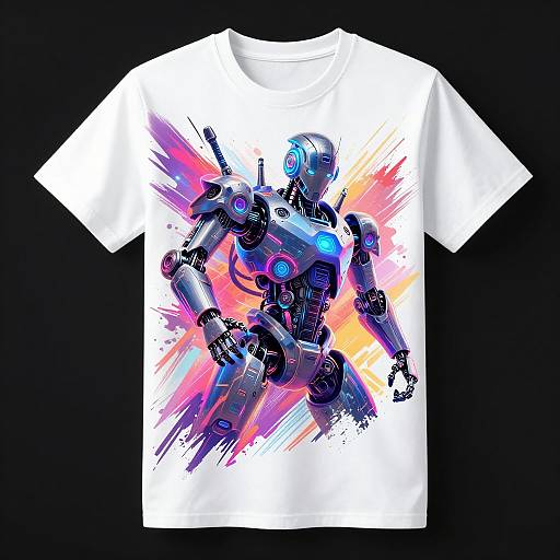 Futuristic Robot Painting Neon Tee