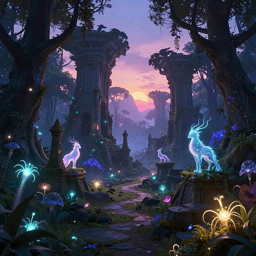 Mystical Twilight Forest Fantasy Landscape